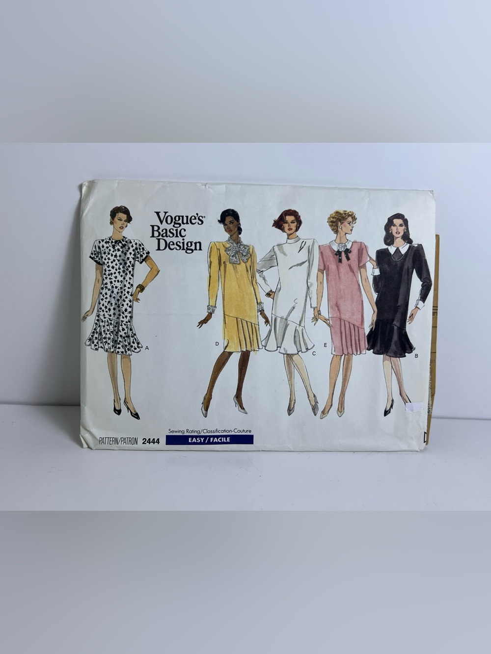 VTG Vogue Design Sewing Pattern 2444 Straight Dress SZ 12 14 16 UC